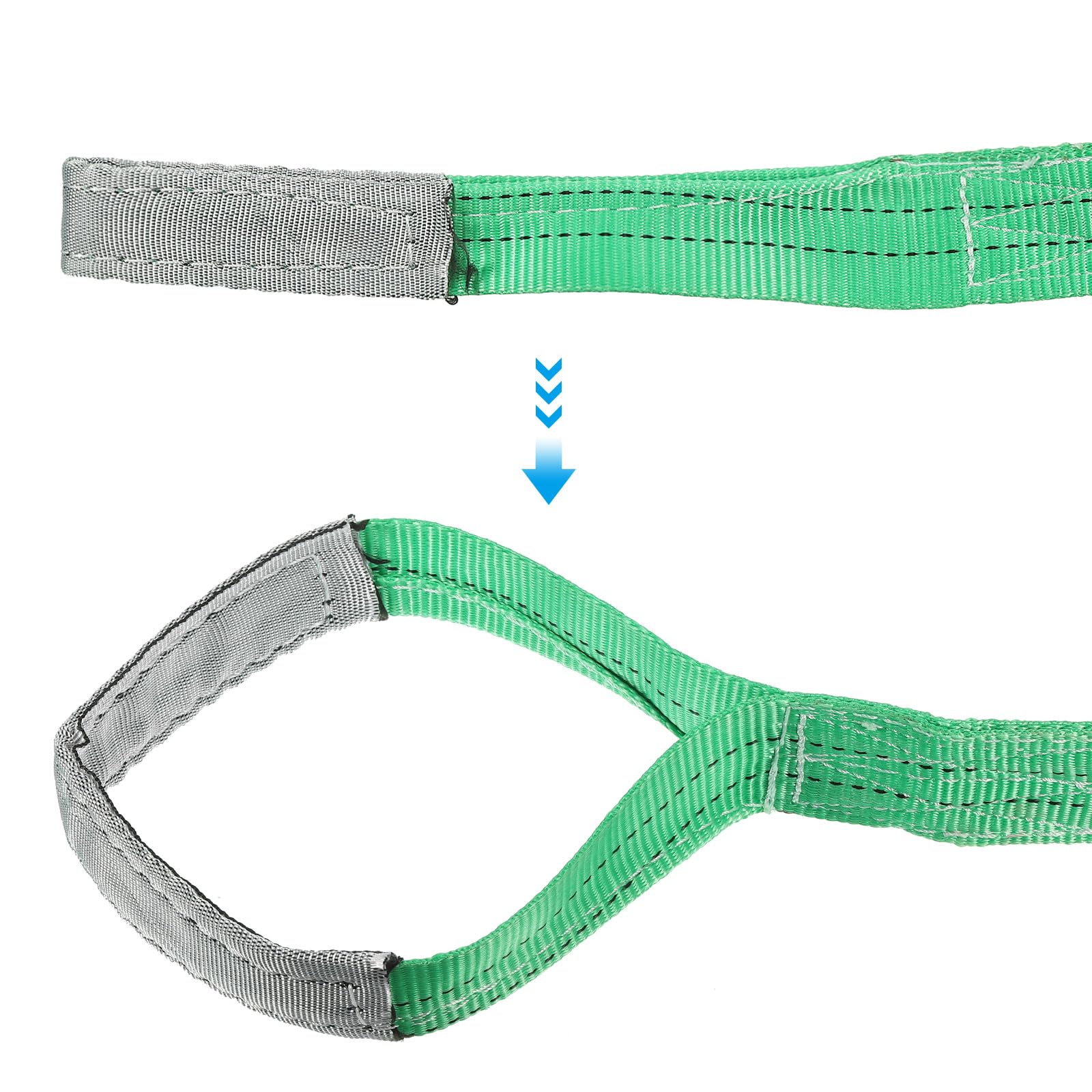 PATIKIL 2" x 15' Elevación Correa, 2 Paquete 4409lbs Elevación Eslingas Planas Ojo a Ojo, 2 Capa Poliéster Cincha Levantamiento Mover Correas para Aparejo Izado Engranaje, Verde