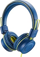 POWMEE M2 Kids On-Ear Headphones Wired Foldable Adjustable Tangle-Free 3.5mm Jack for Children Teens School Airplane Blue