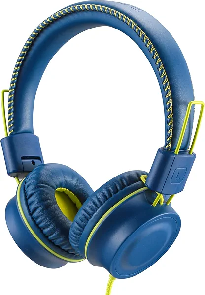 POWMEE M2 Kids Headphones Wired Headphone for Kids,Foldable Adjustable Stereo Tangle-Free,3.5MM Jack Wire Cord On-Ear Headphone for Children/Teens/Girls/School/Kindle/Airplane/Plane/ (Blue)