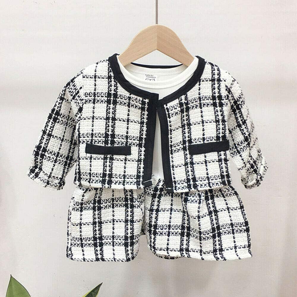 LXXIASHI 2Pcs Infant Baby Girl Plaid Cardigan + Long Sleeve Shirt Dress Patchwork A-line Skirt Sets - Image 5