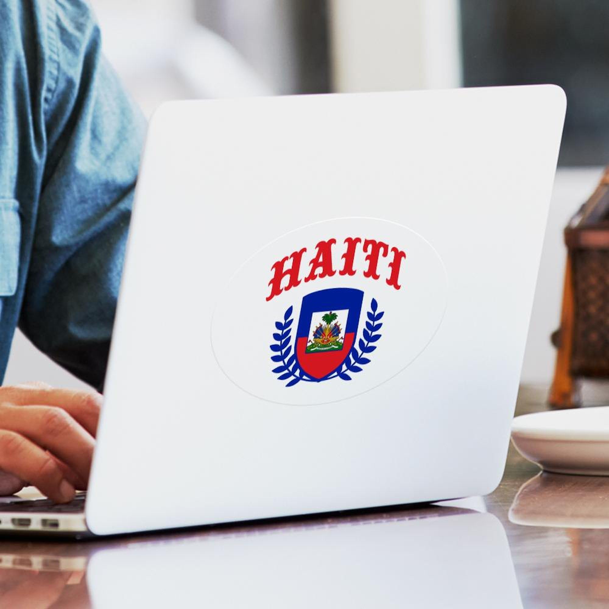 CafePress Half Haitian Bumper Sticker - Durable Vinyl Decal For Car, Laptop, Or Gifts (Choose Size: Small Or Large)
