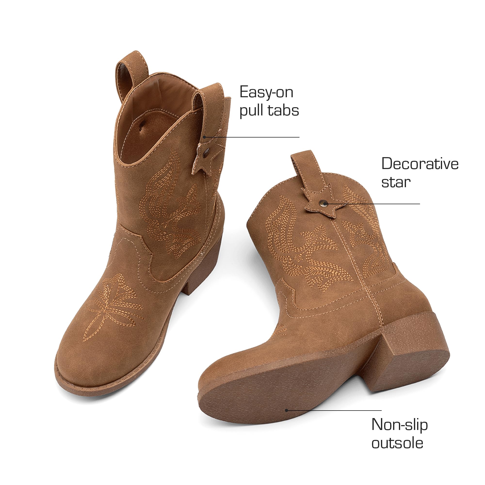 DREAM PAIRS Botas vaqueras vaqueras para niñas
