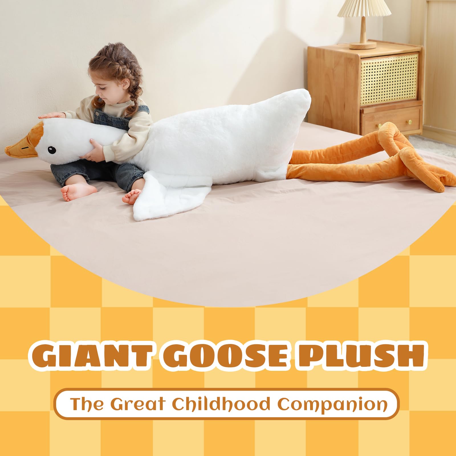Peluche d'oca gigante da 130 cm, XXL, morbido e morbido peluche d'oca, grande anatra di peluche, per il compleanno dei bambini