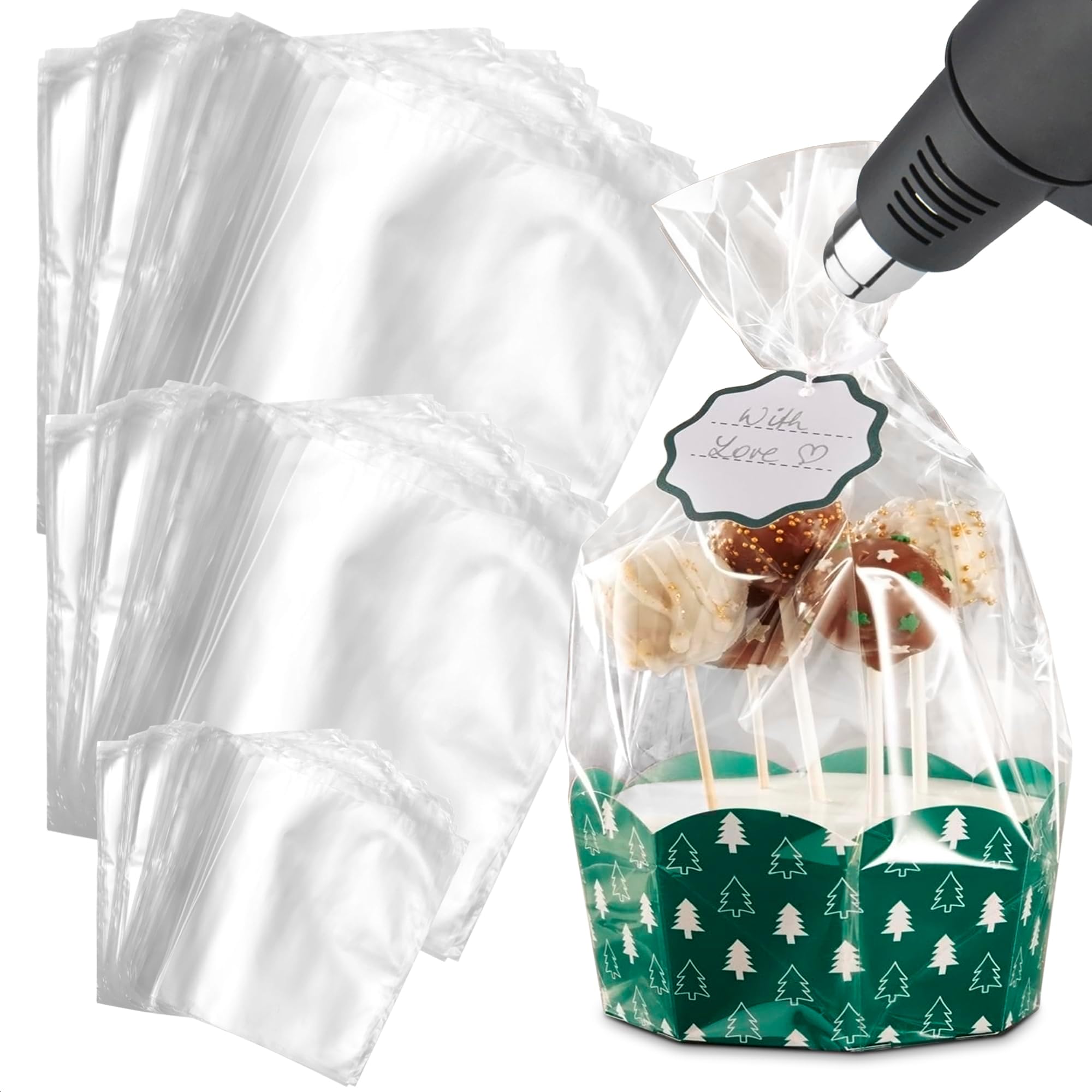 240 Pieces PVC Heat Shrink Wrap Bags Gift Baskets, Bath