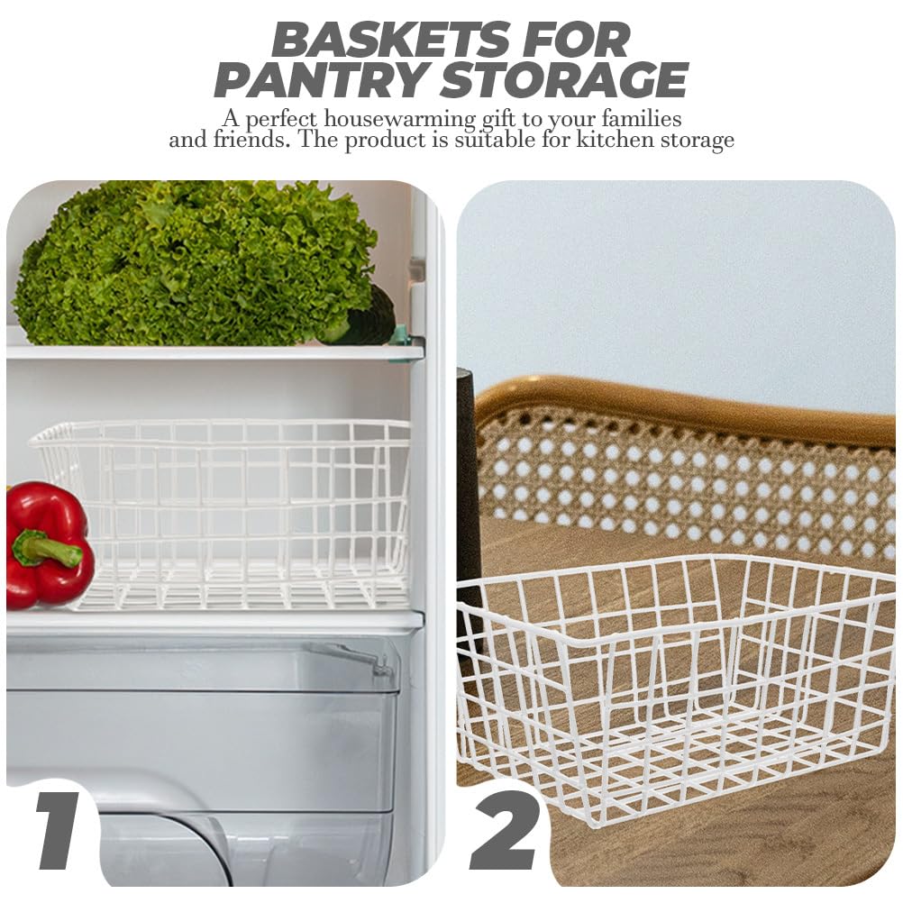 HEMOTON Cestas De Alambre Para Congelador, Organizador De Alimentos, 11 X 8.5 X 4.7 Pulgadas, Cestas De Almacenamiento Para Frutas, Verduras, Aperitivos, Bebidas, 2 Piezas