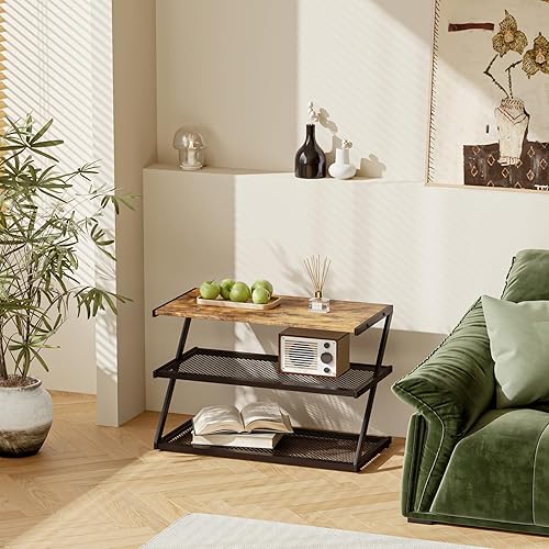 Vista 2 de Zapatero con marco Z con parte superior de madera y estantes de malla metálica, almacenamiento que ahorra espacio para pasillo, sala de estar