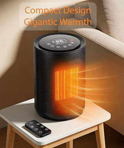 Miniatura 5 de COWSAR Calentador de espacio, calentadores eléctricos portátiles de 1500 W con termostato, control remoto, protección contra sobrecalentamiento