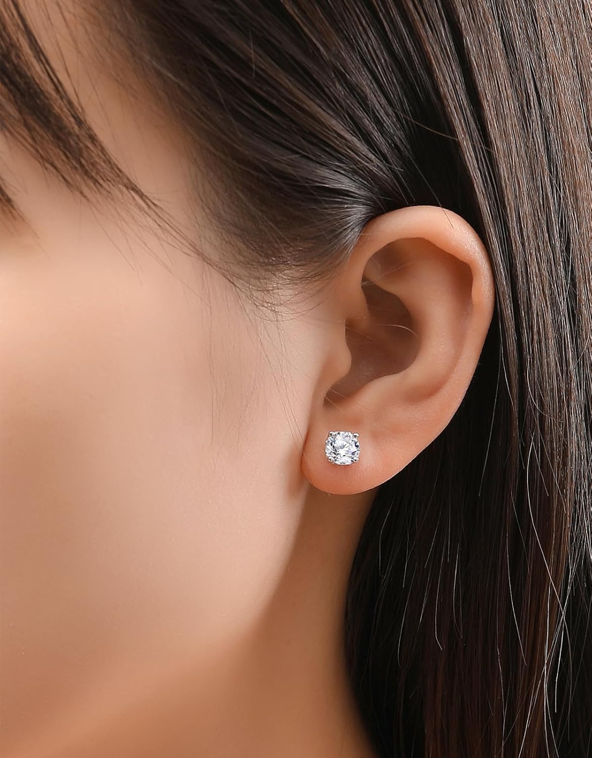 Moissanite Stud Earrings for Women,1ct-2ct Round cut heart design D Color 18K White Gold Plated 925 Sterling Silver Hypoallergenic Flat Back 1 Pair earring Valentine's Day gift - Image 4