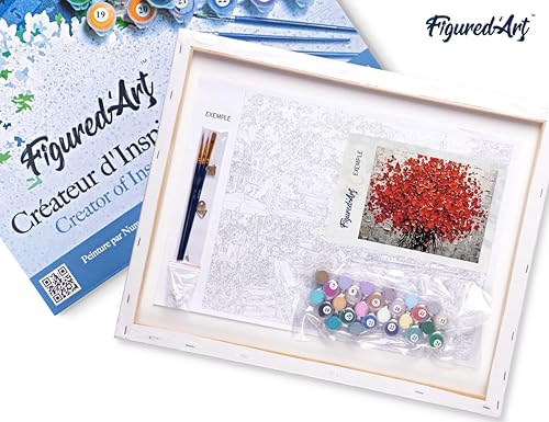 Vista 50 de Figured'Art - Juego de pintura por números, lienzo enrollado sin marco, para manualidades, para adultos, 16 x 20 pulgadas, jarrón de peonías