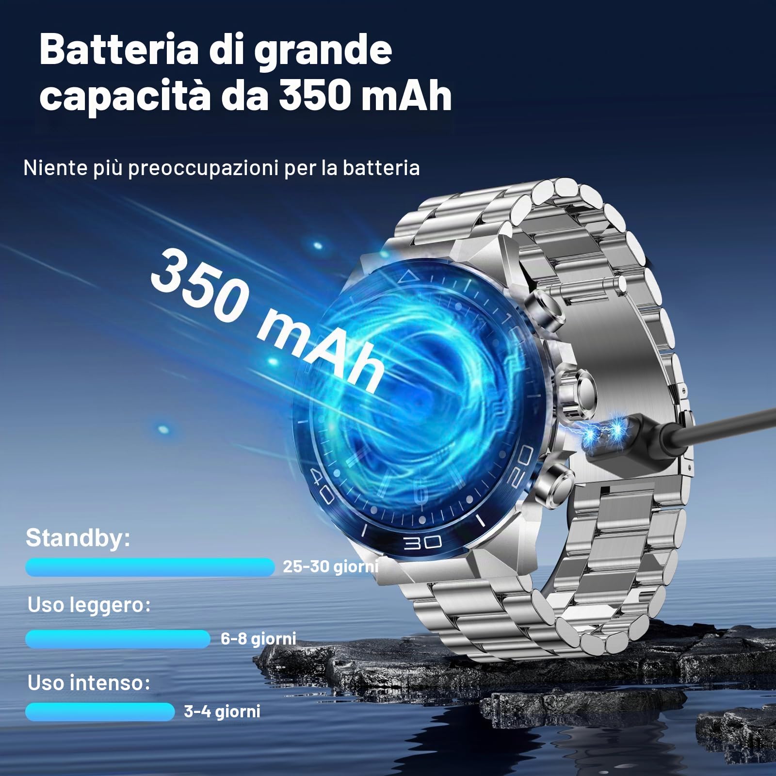 Smartwatch Uomo Impermeabile con Sport Contapassi