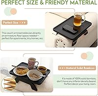 Vista 4 de Mesa de Brazo de Sofá SINWANT, Bandeja de Brazo de Sofá de Bambú para Respaldo, Bandeja con Clip de 13.78" para Sofá para Sala de Estar, Snack