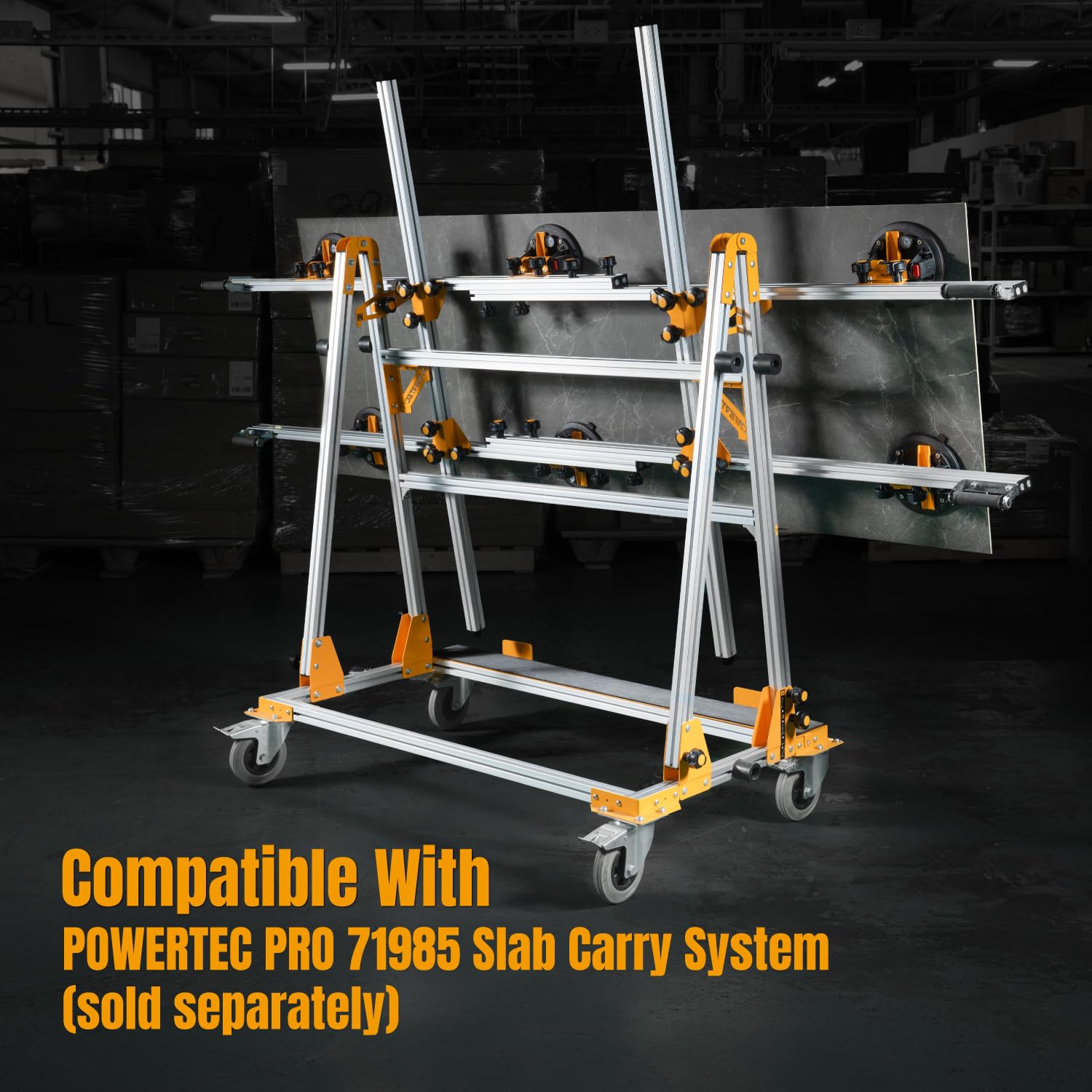 POWERTEC PRO Large Format Tile & Slab Transport Cart - Heavy Duty, Foldable, 770 lbs Capacity, with Catser Wheels & Transport Carry System Support Hooks (71983)