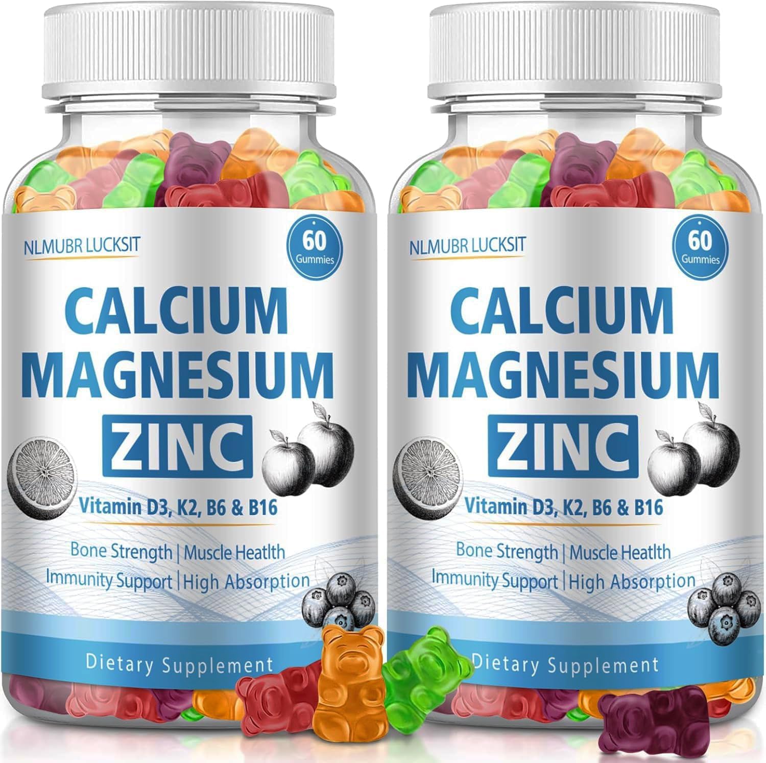 1200mg Calcium Gummies with Vitamin D3,K2,B6 Calcium Citrate Magnesium Zinc for Bonе & Immune Support, Calcium Supplements for Women&Men 120 Chews