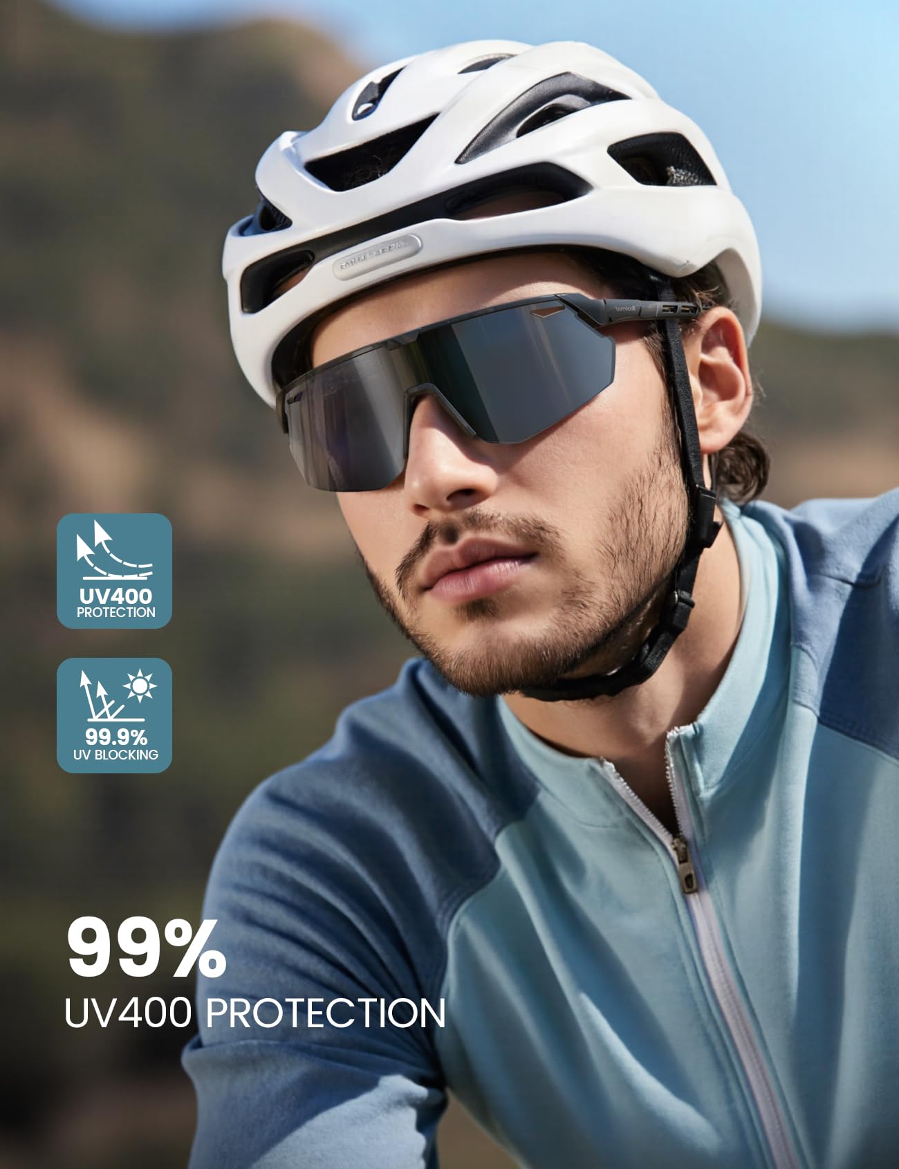 Lamicall Polarized Cycling Sunglasses, [24g Ultra-Light] UV400 Protection, TR90 Frame, Adjustable Nose Pad, Sports Sunglasses Men Women for Fishing/Outdoor Sports - 3