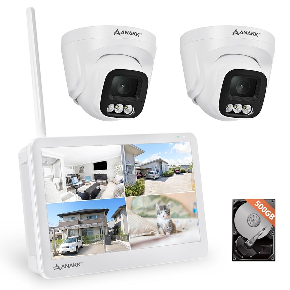 防犯カメラ 屋外 500万画素 2台 ワイヤレス録画　AI人体検知　モニター付 Amazon.co.jp: 【500万画素・信号強化】防犯カメラ 屋外 2台