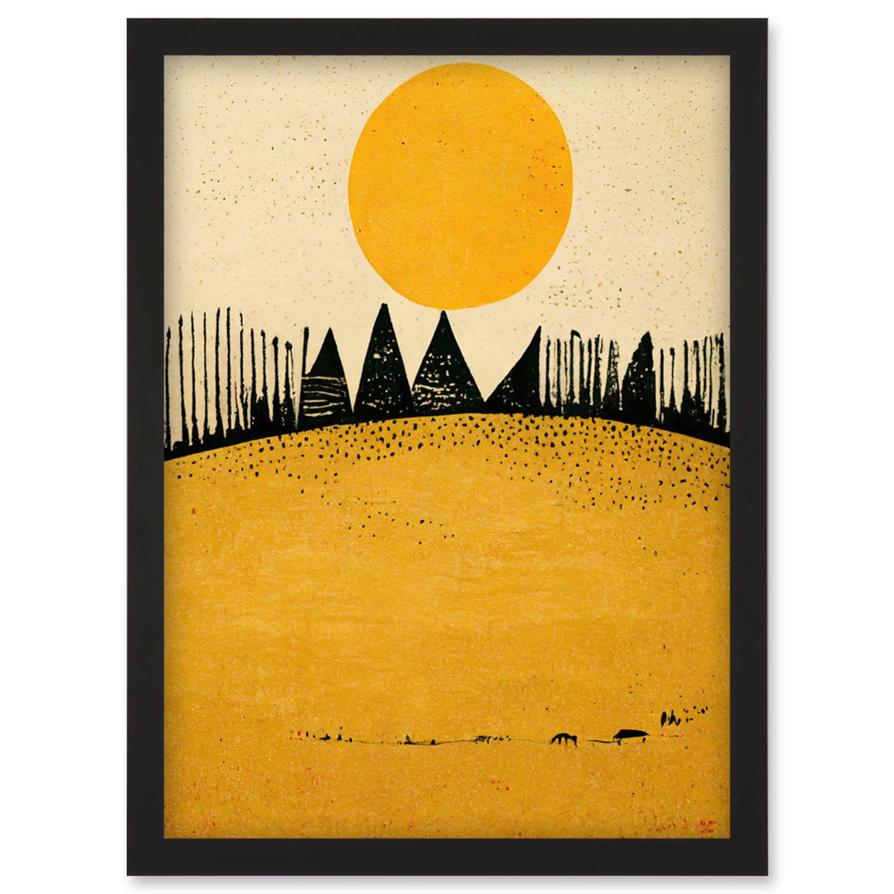 Artery8 Minimalist Tribal Abstract Desert Yellow Painting Wall Art PrintA4 Size from B&Q