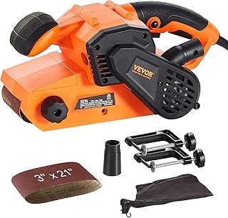 VEVOR 7AMP Belt Sander, 3" x 21" Belt Sanders for Woodworking with 6 Speeds 152-320 m/min, Powerful Bench Sander Machine with 2 in 1 Vacuum Adapter, Dust Bag, 80 Grit Sanding Belt