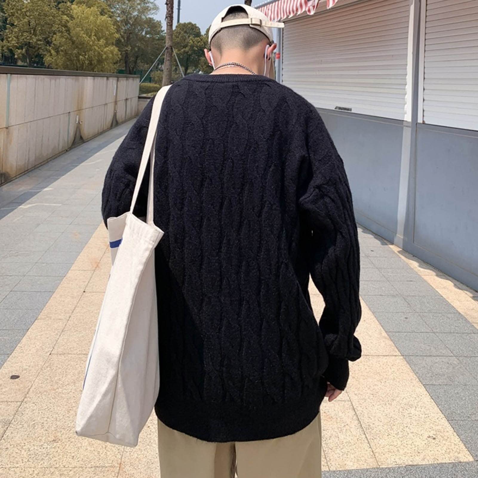 (wełniany) sweter Biały sweter Mężczyźni Sweter Hip Hop Streetwear Męskie Swetry Moda Pull Harajuku 2xl. Jesienna zima nowych przylotów sweter(C,L)