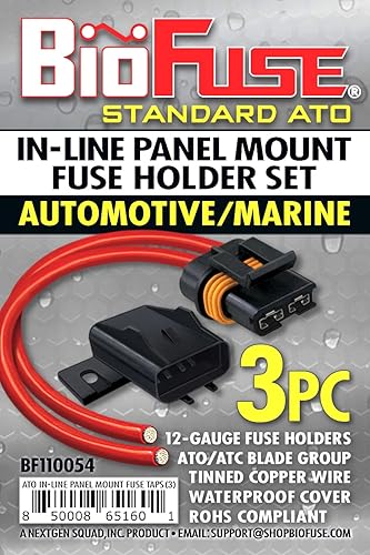 Miniatura 7 de Portafusibles de montaje en panel en línea ATO 12 AWG estándar Kit de 20 piezas 2 soportes impermeables, fusibles (2 de cada uno) 10A 15A 20A 25A