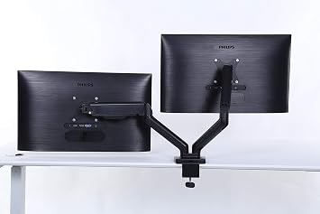 ApexDesk Dual Monitor Arm Desk Mount Adjustable Height Gas Spring VESA Mount with C Clamp & Mounting Base Computer Monitor Stand for Screen up to 32 inch Holds up to 20 lbs., Black (DMM-24)