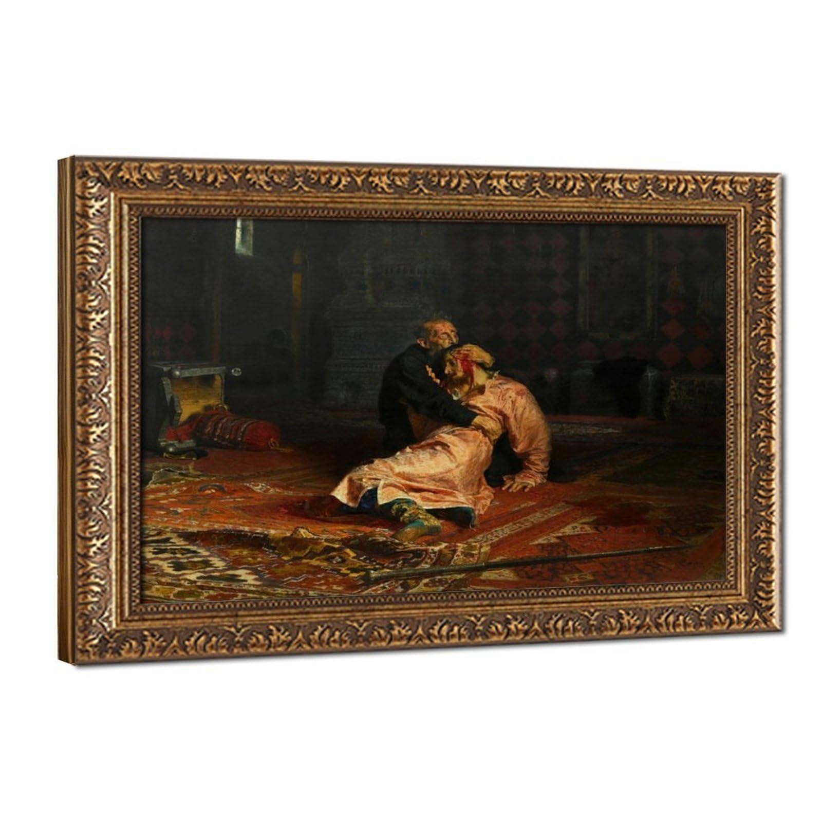 WCYB Ivan The Terrible And His Son Ivan by Ilya Repin Art Posters Prints Canvas Deco Paintings Wall Art Hangable Frame 12" L X 18" W