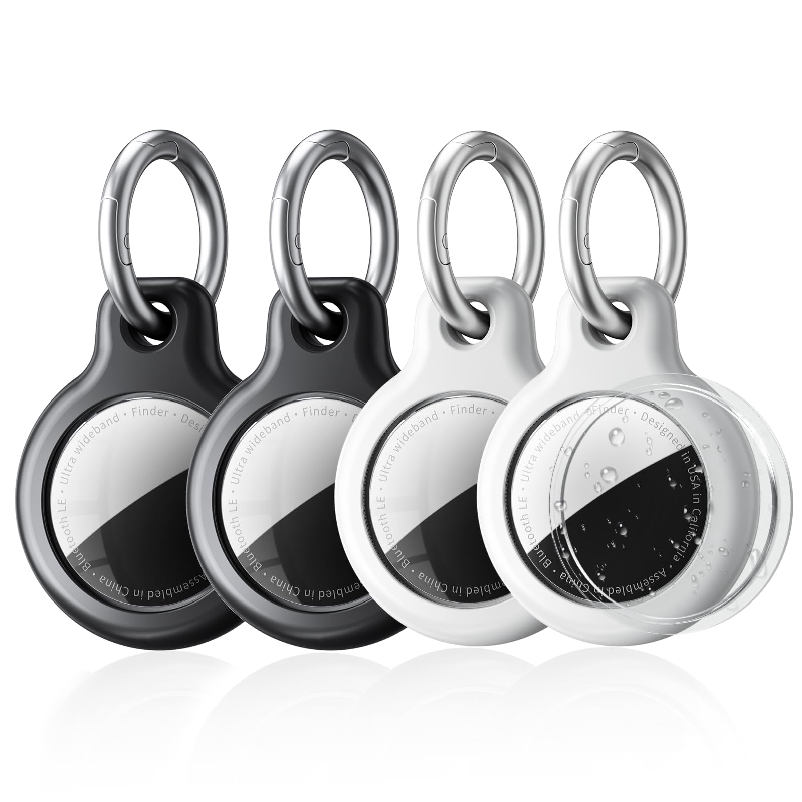 Support étanche IP68 Pour Airtag - Collier & Porte-clés Caché - Pour Enfants, Animaux, Objets - Lot De 2 Noir