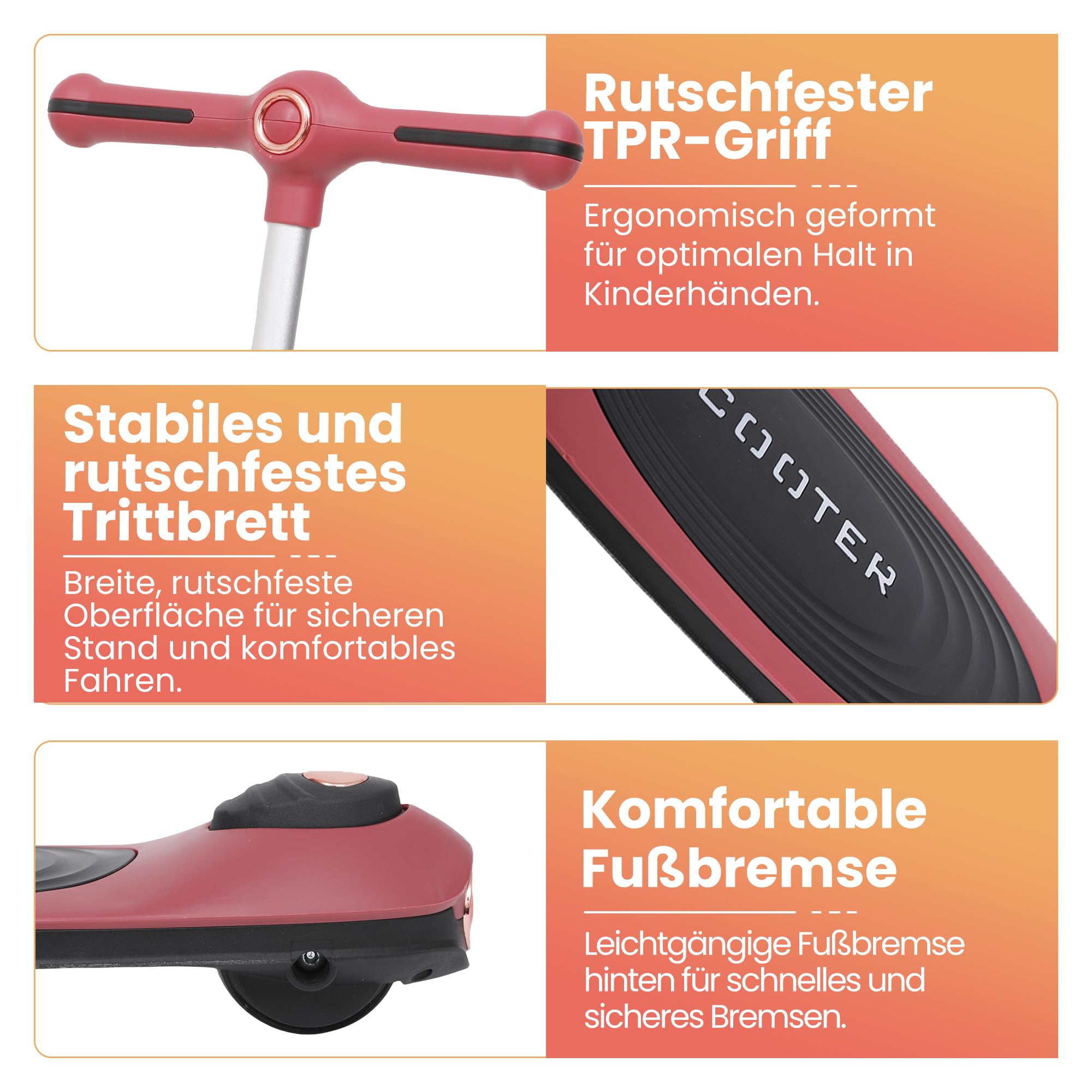 Habib Kinderroller Tretroller 3-Rad - LED Frontlicht, Rücklicht & Leuchtendes Deck Scooter, Faltbar, Höhenverstellbar, rutschfest & Pannensicher (3-10 Jahre)