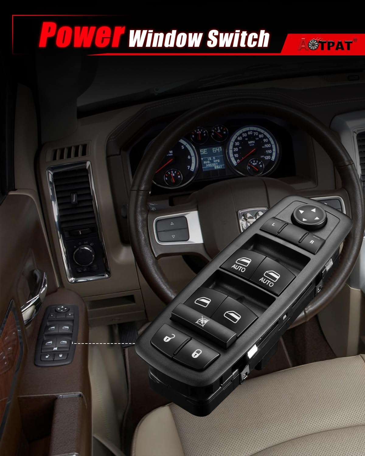 68110871AA Power Window Switch Fits for:-Dodge Grand Caravan 2012-2017 Driver Master Side Window Switch for:-Chrysler Town and Country 2012-2016 OE# 56046568AC