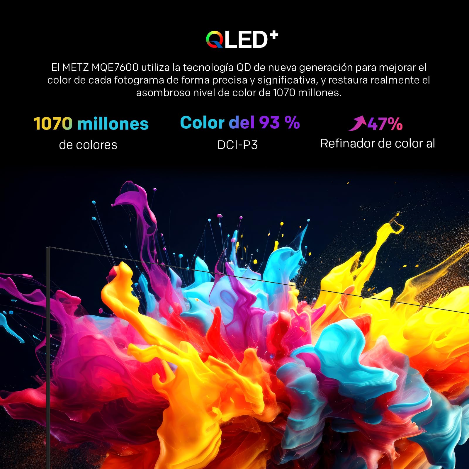 Televisión Inteligente METZ QLED+ MQE7600Z 4K UHD de 43 Pulgadas con Google TV y Pantalla Mate antirreflejos Dolby Vision Dolby Atmos HDR Wi-Fi (2024)