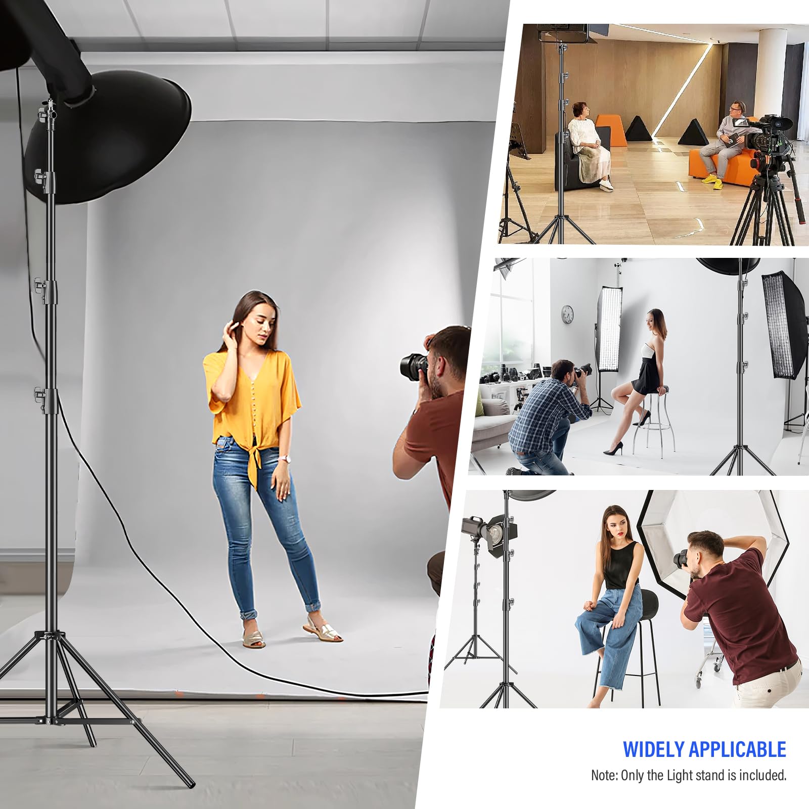 Soonpho 350cm Pro Lampenstativ Spring Luftgedämpftes Lichtstativ Metal Aluminium 3.5m max Höhe 15kg Traglast,stabil & komfortabel Leuchtenstativ für Film Fotografie Studio Outdoor Photography