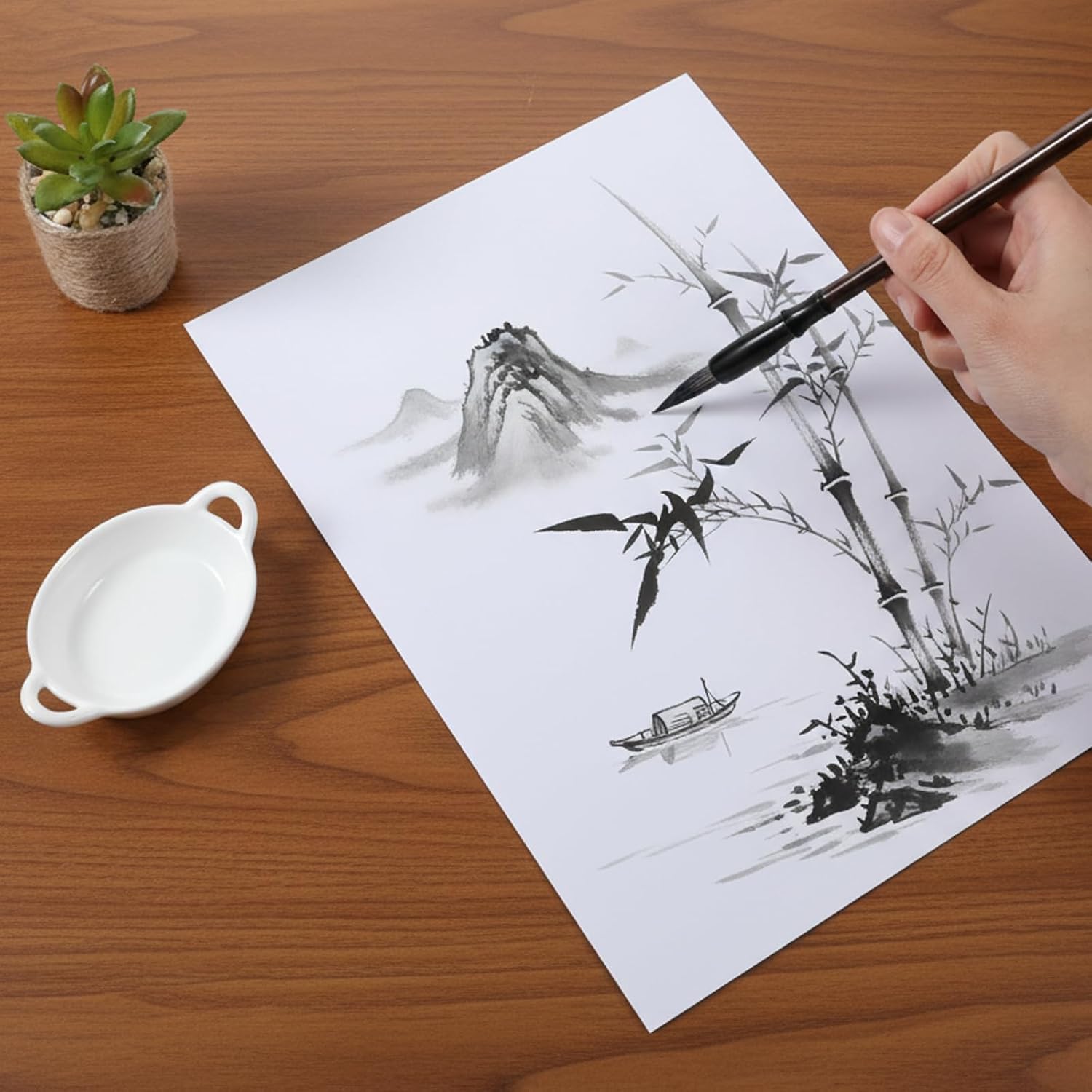3 PCS Chinese Calligraphy Brush, Chinese Calligraphy Brush 3 Sizes Writing Drawing Watercolor Ink Brushes Hubi Painting Kanji Sumi Writing Brushes for Beginners & Artists