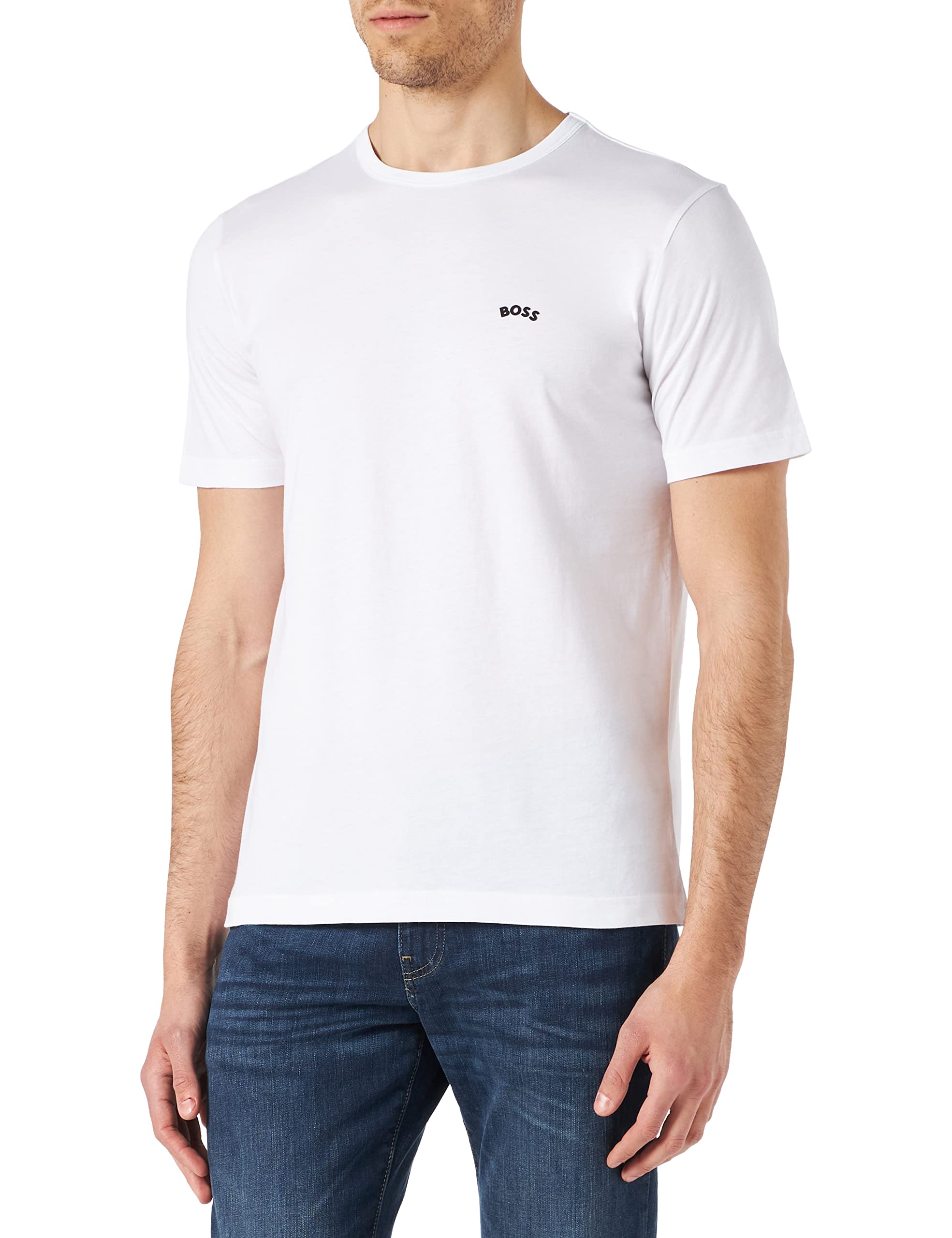BOSS Men's Tee Curved T-Shirt, White100, XL