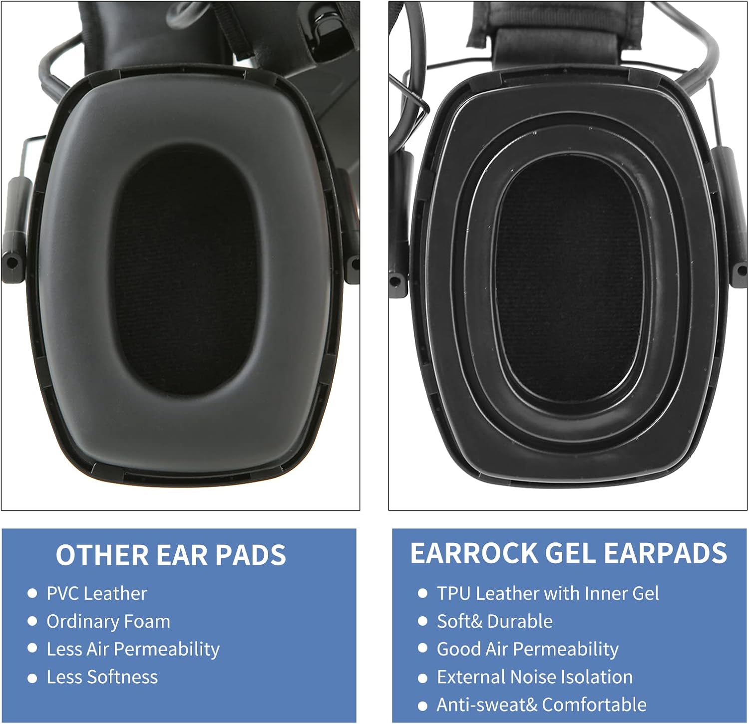 Gel Ear Seals for Howard Leight by Honeywell Earmuffs Impact Sport, Impact Pro, Sync, Leightning, Ear Cushions Earpads for Awesafe Earmuffs, ZOHAN EM054, PROHEAR 030, 036, 016 - Image 4