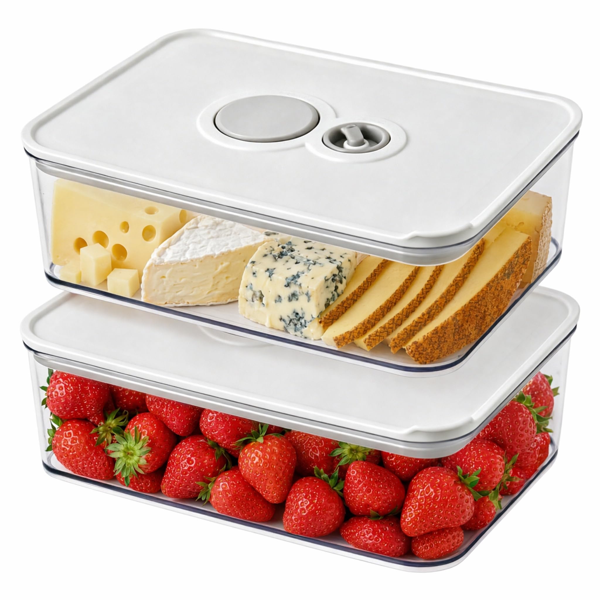 XIAOjnHONG 2 Pack 1.25L Cheese Storage for Fridge Airtight Container Lid