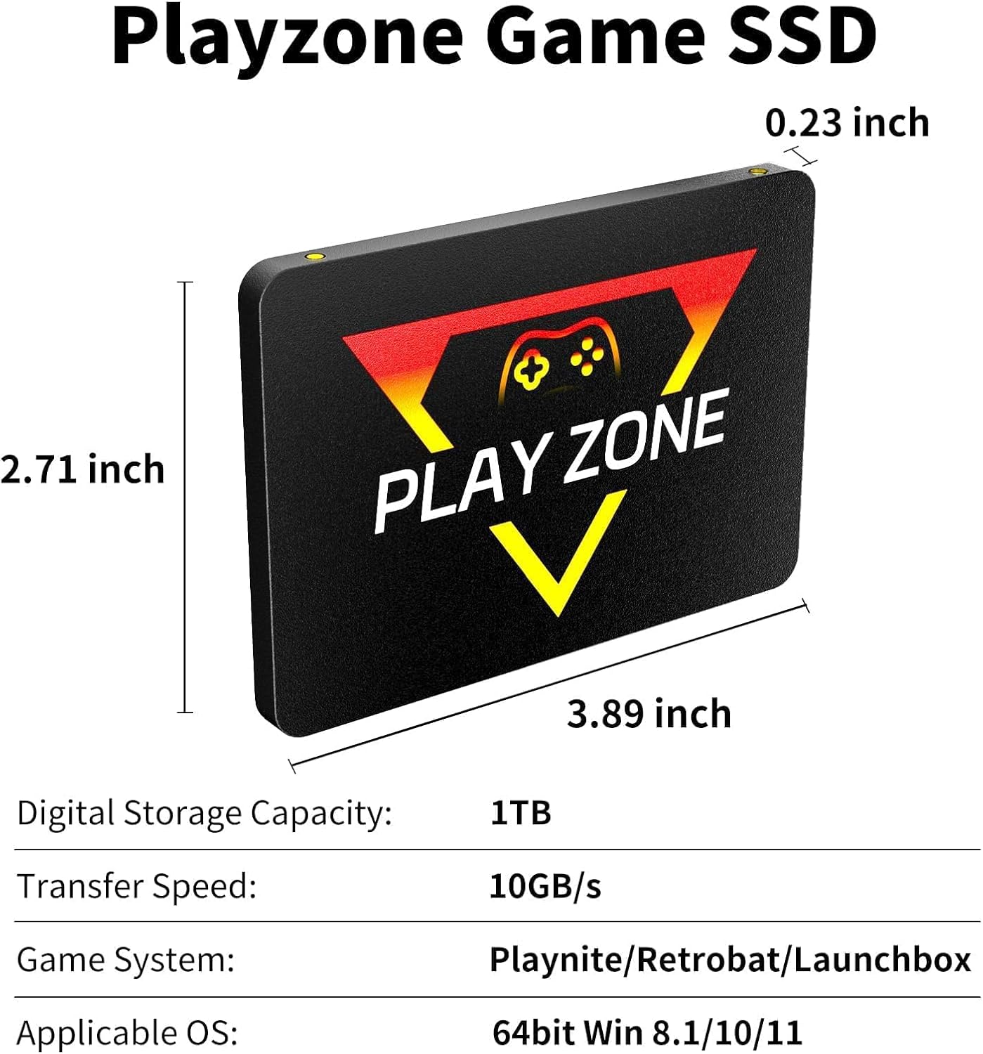 Playzone Game SSD dimensions and key specifications
