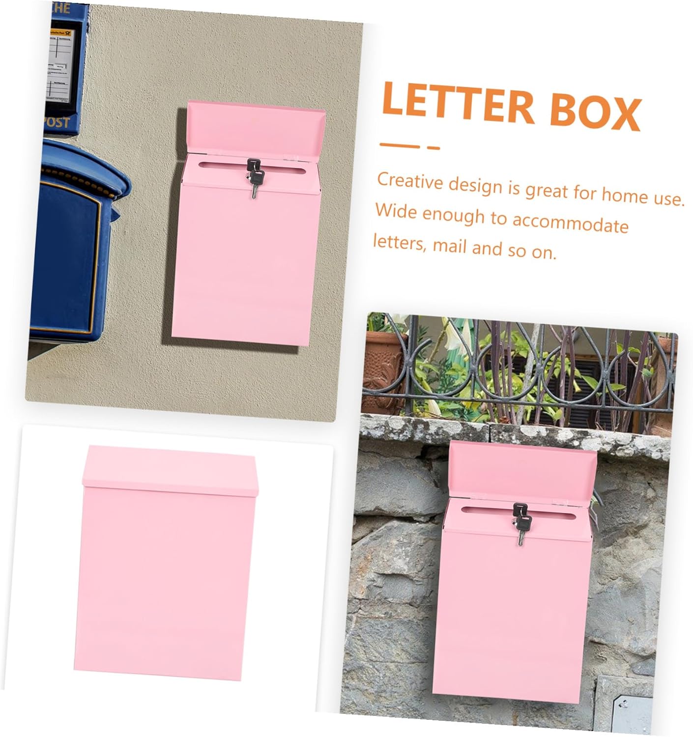 Gadpiparty Multi Function Household Mailbox with Lock Wall Mounted Iron Suggestion Box for Letters Newspapers and Documents Durable Vintage Style Mail Accessory for Home and Office