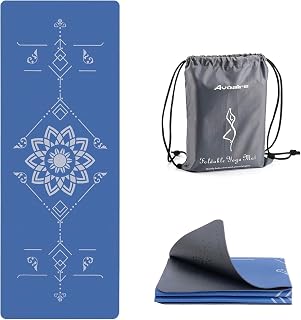 Avoalre Yoga Mat Foldable - Textured Non Slip Exercise Mat -Travel Lightweight Hot Yoga Mat with Carry Bag for Pilates & Home Workouts (72"L x 32"W x 3mm Thick)