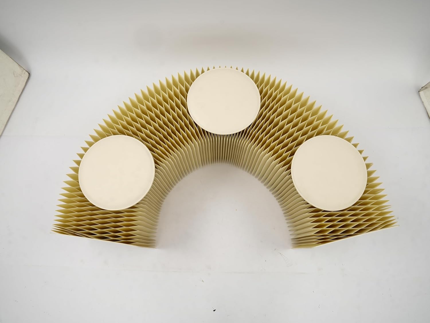 Folding Paper Stool High-Fiber Kraft Paper Folding Sofa Chair with Cushion 220lbs Capacity, 59In Length, White Foldable Paper Bench Furniture for Exhibition Hall, Shopping Mall, Office