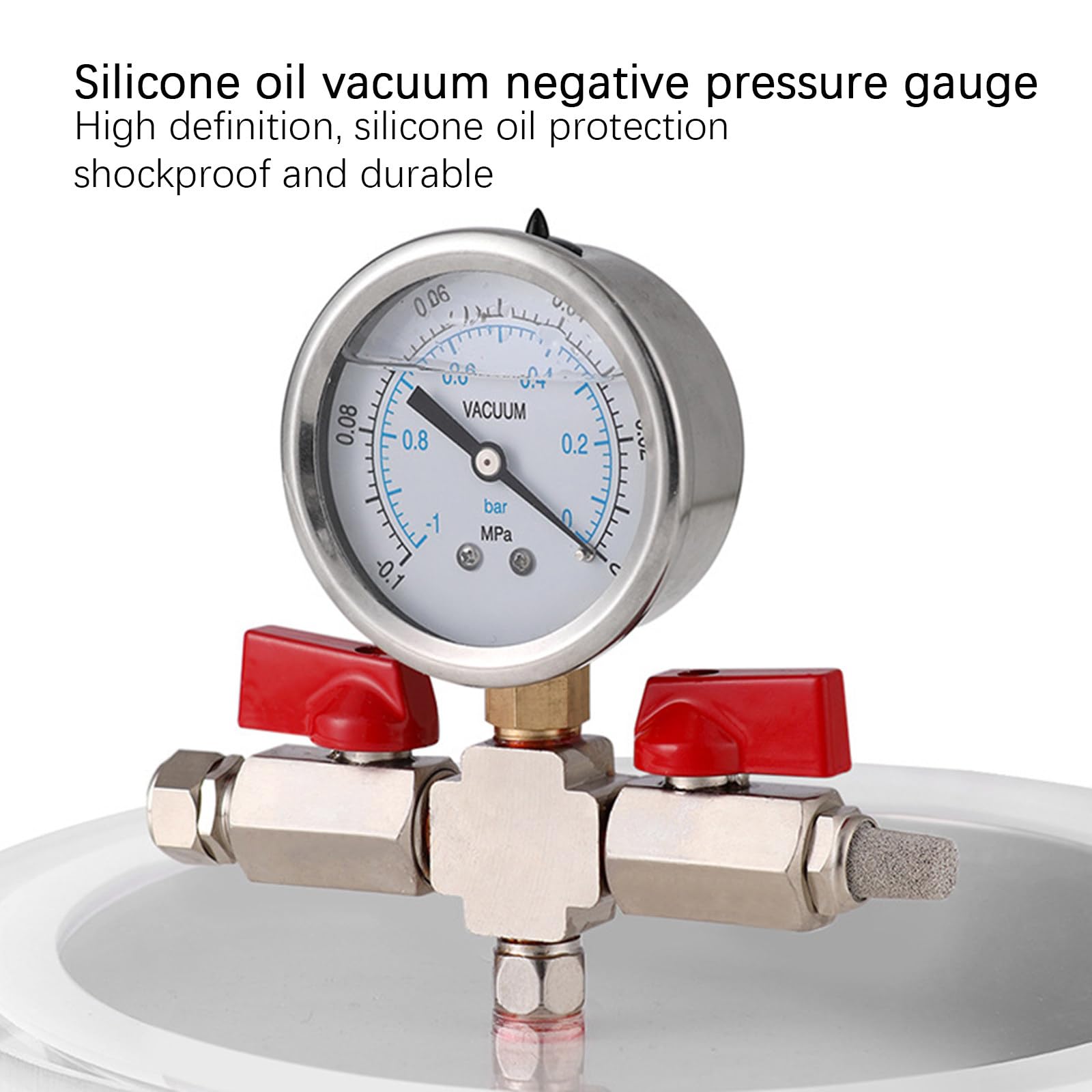 Große Epoxid Vakuumkammer Vakuumkammer mit Manometer Vakuum Entschäumungsfass aus Edelstahl Entgasungskammer Harzfalle Vacuum Chamber,51L