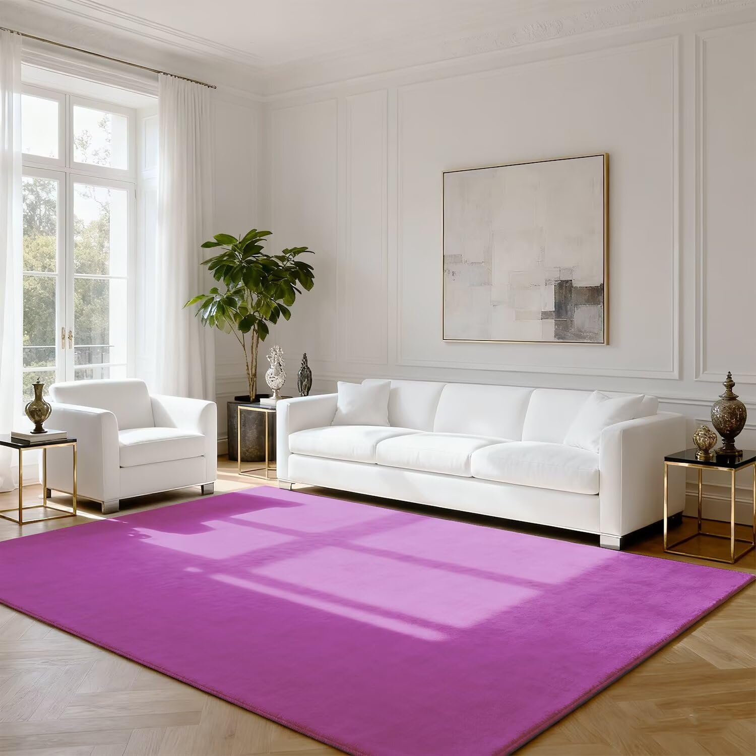 Tapis violet 80x200 cm antidérapant et lavable pour le salon et la chambre