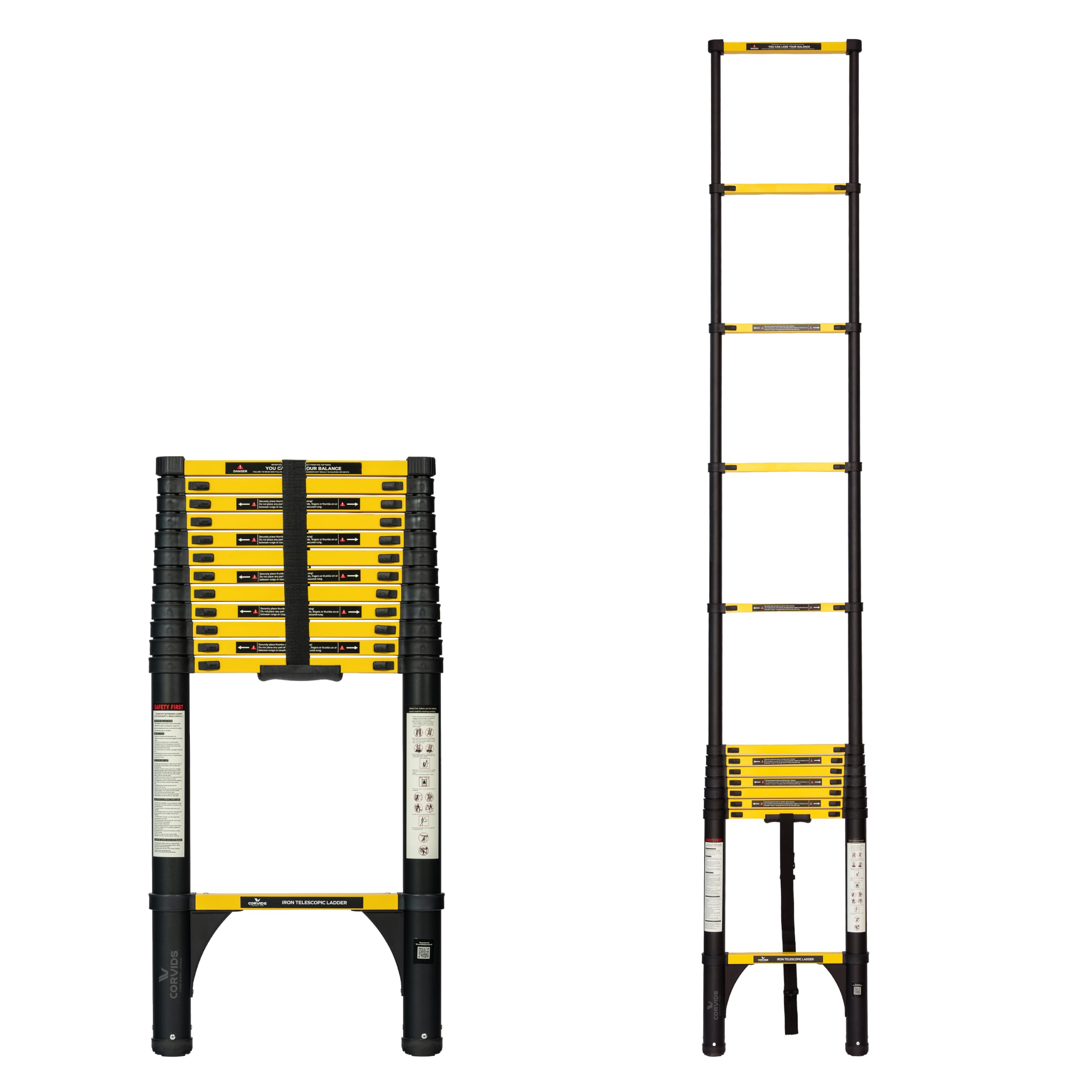 Corvids 5.6m (18.5 Ft) Foldable A-Type Carbon Steel Telescopic Ladder (18-Step), 2-Year Warranty | Heavy Duty Multi-Purpose Extension Ladder, EN131 Certified, Rustproof, 150 kg Capacity — Amazon image 9