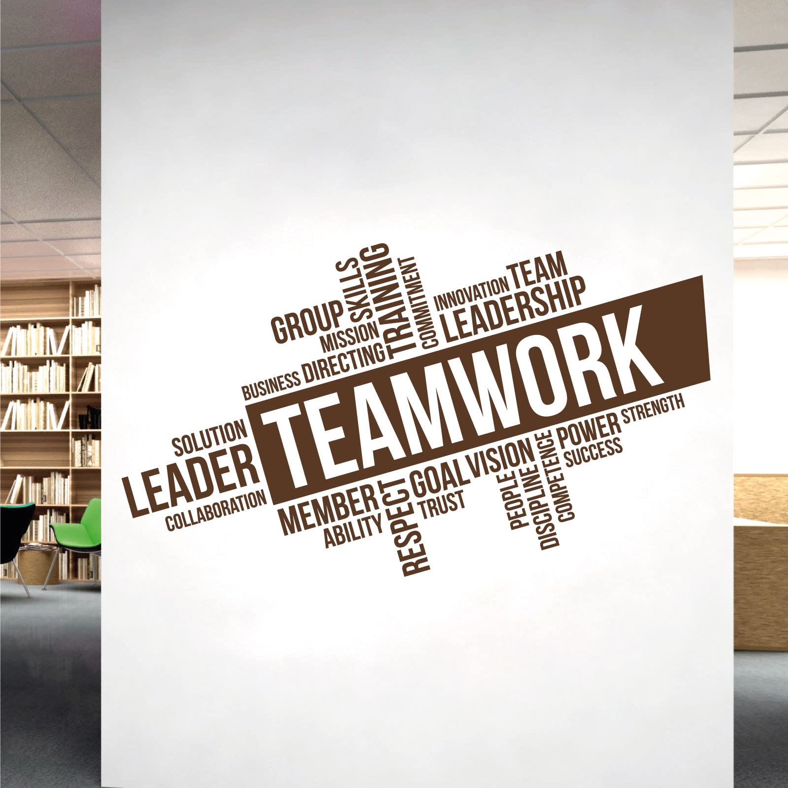 Corporate Wall Art Sticker - Teamwork, Leadership, Training, Skills Goal, Respect... - Company Office, Conference Room [XXLarge] [Chocolate]