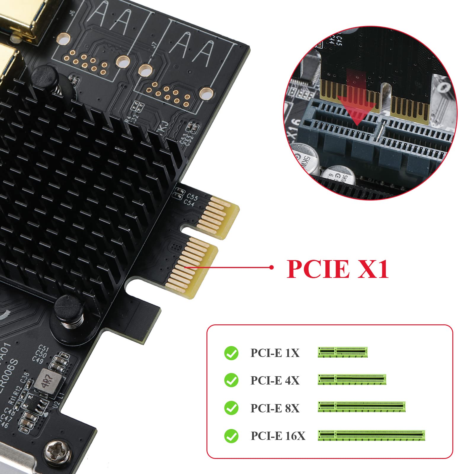 YABOANG PCI-E Riser Karte 1 Zu 6 - PCI Express Splitter Für Bitcoin Mining Mit USB 3.0
