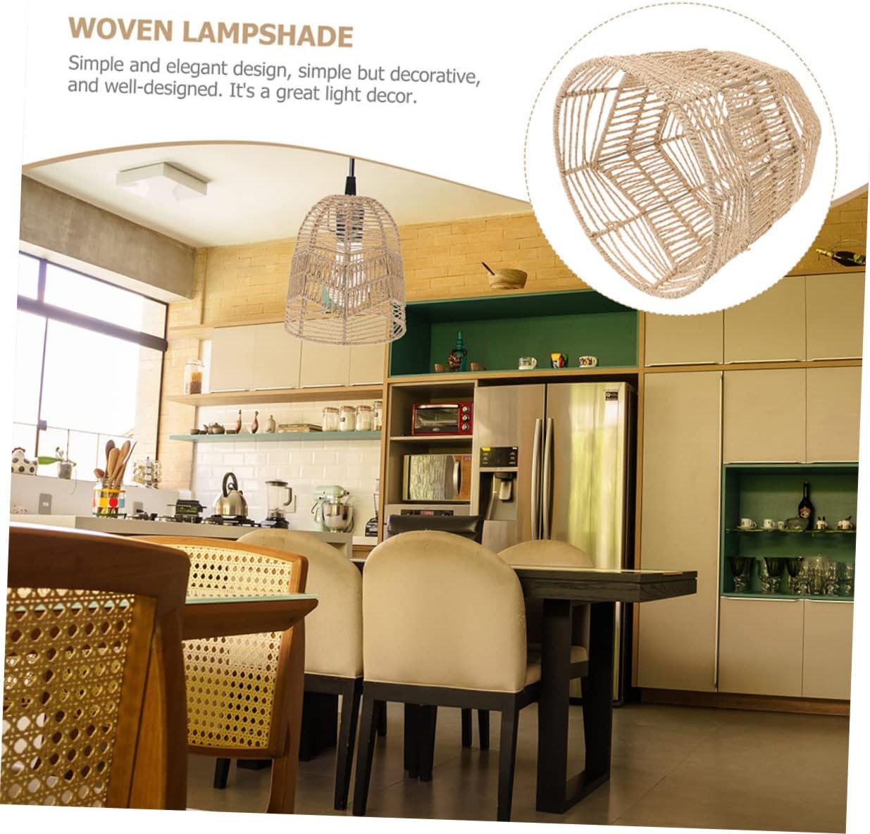 2Pcs Rustic Woven Ceiling Light Shade Creative Rattan Lamp Cover for Home Decoration Vintage Style Hanging Light Fixture for Dining and Restaurant Use