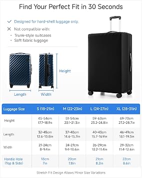 LUGGEX Luggage Cover Protector, Suitcase Covers for Luggage | Luggage Covers with Hook & Loop Bottom Closure for Suitcase Tsa Approved (Fit 22-23in )