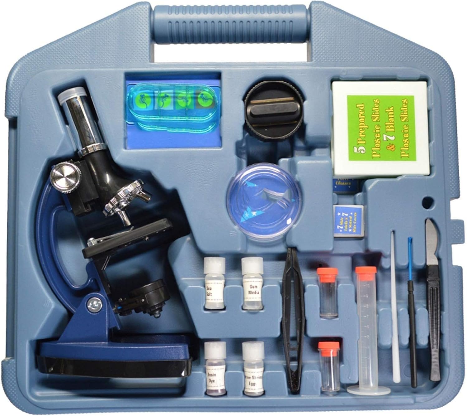 顕微鏡, 学生顕微鏡キット、ラボLED1200Xホームスクールサイエンス教育玩具ギフト洗練された生物学的顕微鏡子供の子供 で(Blu