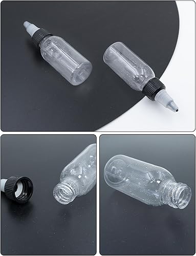 Miniatura 9 de Paquete de 6 botellas exprimibles con tapas giratorias de plástico transparente de 4.1 fl oz, botellas dispensadoras de laboratorio para artes,
