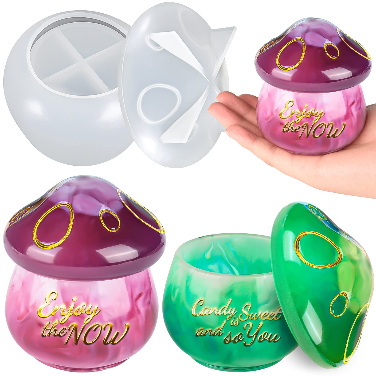 Jars Resin Molds, Mushroom Silicone Mold with Lid, Epoxy Molds Silicone for for DIY Storage Bottle, Candle Holder, Candy Container, Home Decoration, Casting Craft