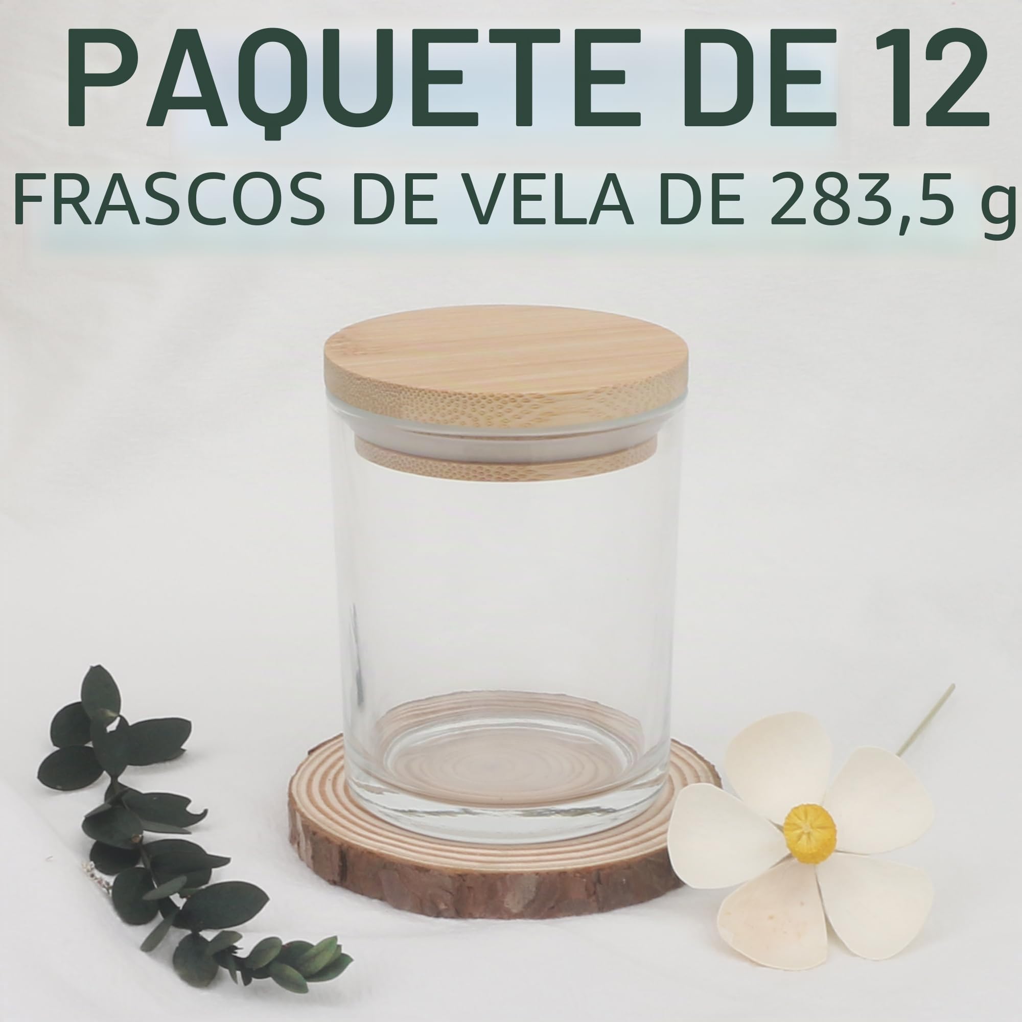 MILIVIXAY Paquete de 12 tarros de cristal grueso transparente de 10 onzas con tapas, tarros vacíos a granel para hacer velas, recipientes de especias y polvo.
