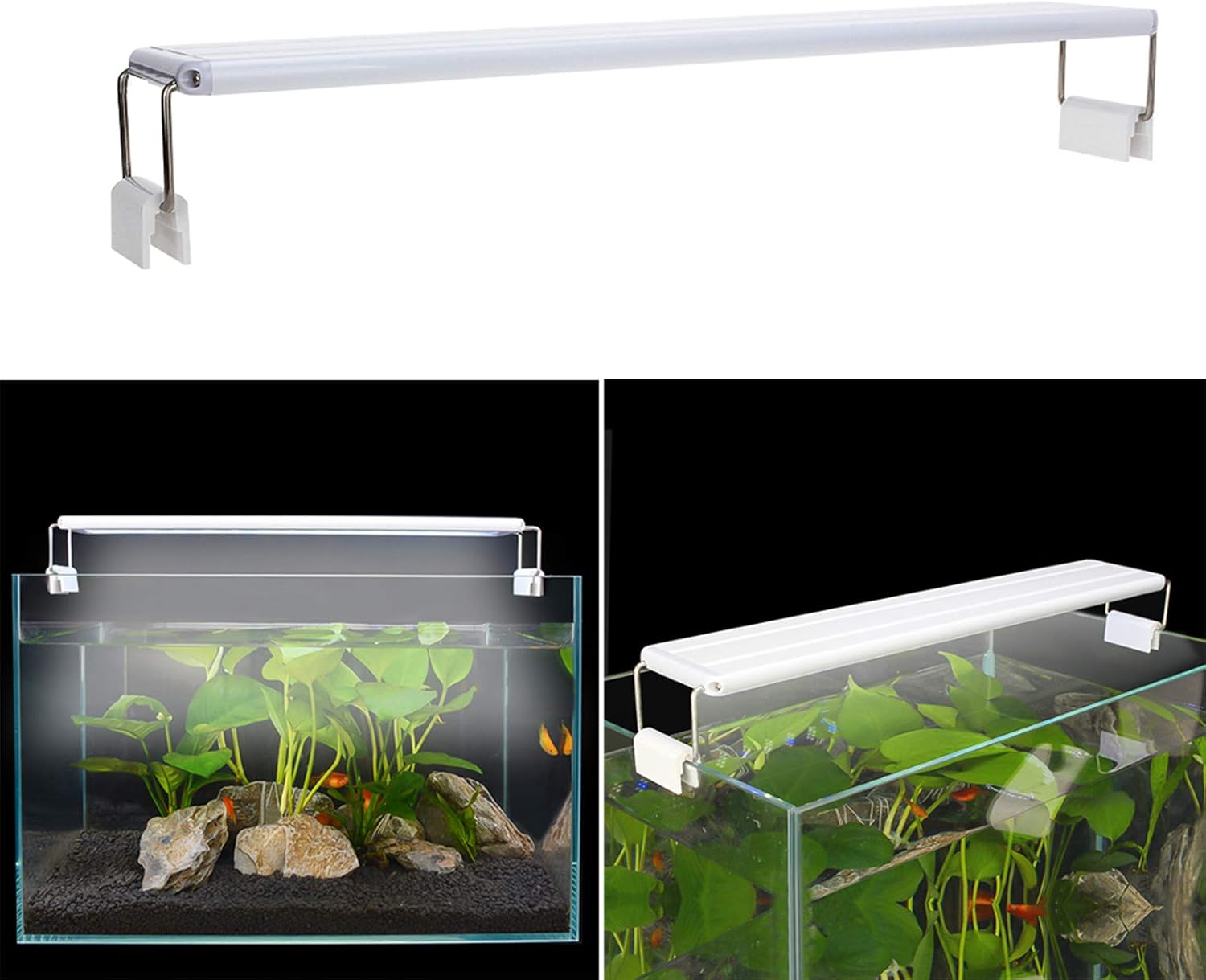 Senzeal Aquarium Fish Tank Light with Extendable Brackets 8W 40 LED Aquarium Hood Lighting Aquarium Plant Clip Lamp 2000LM for 12-15…